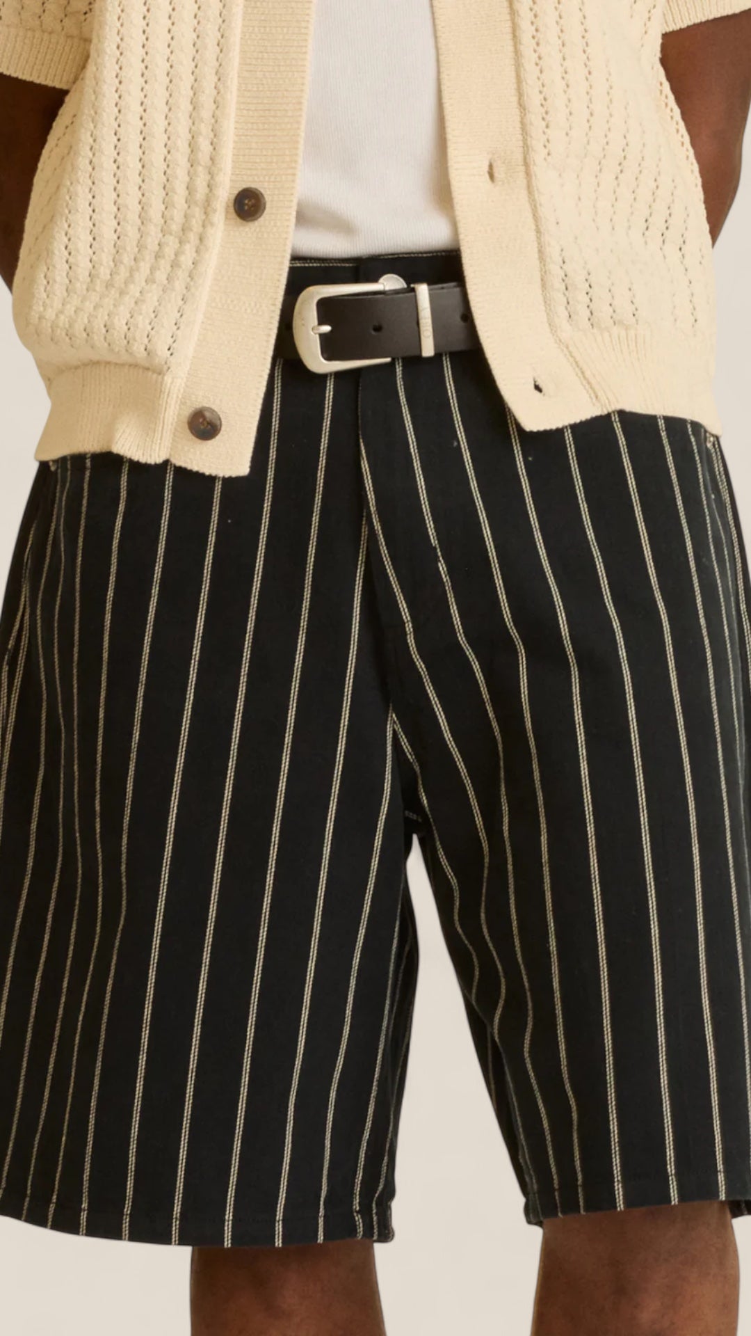 Stripe Baggy Denim Short