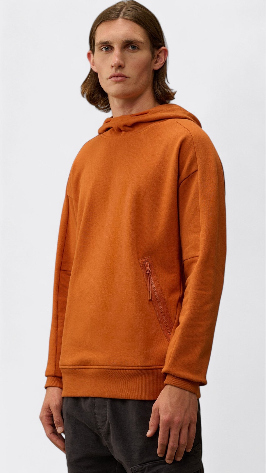 Diagonal Raised Fleece Goggle Hooded Sweatshirt