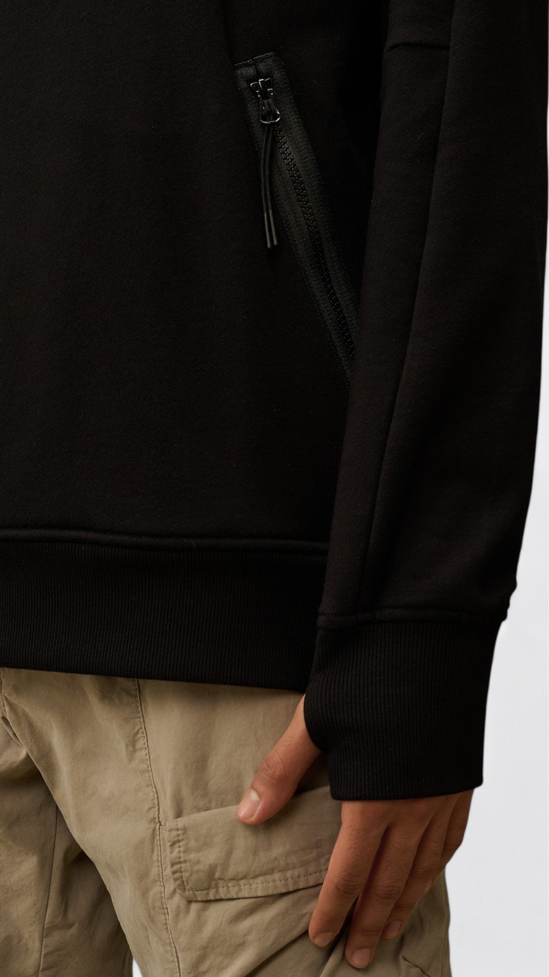 Diagonal Raised Fleece Goggle Hooded Sweatshirt