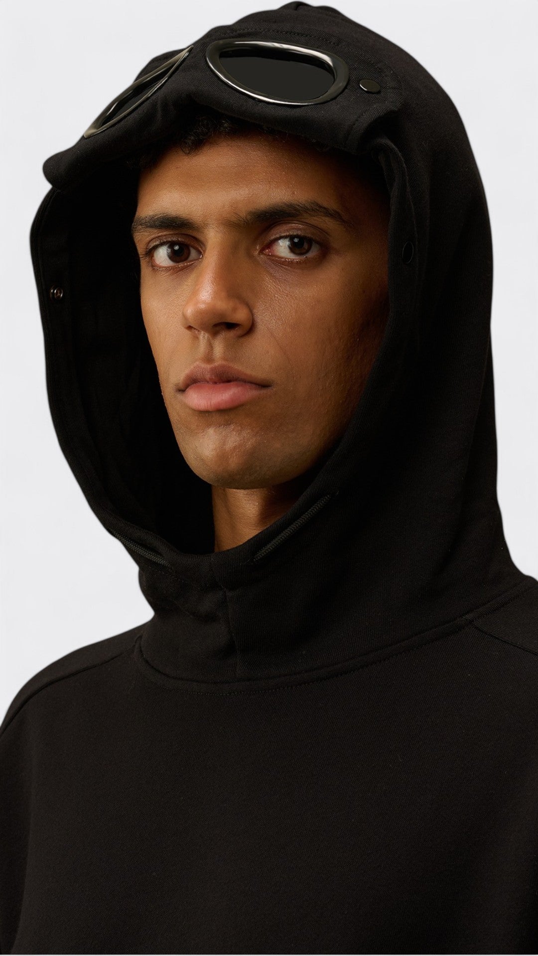 Diagonal Raised Fleece Goggle Hooded Sweatshirt