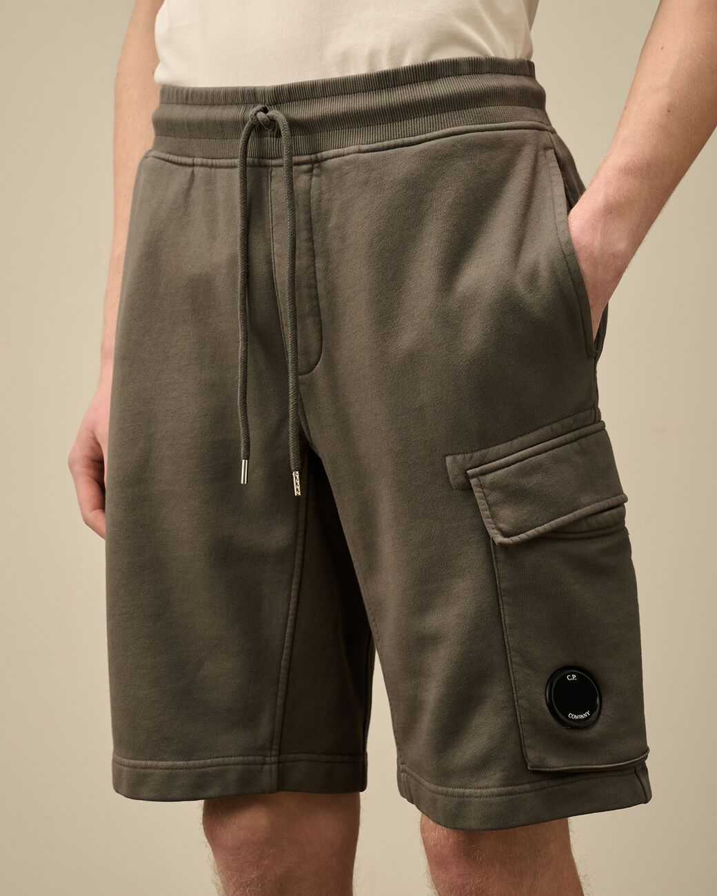 Cotton Diagonal Fleece Cargo Shorts
