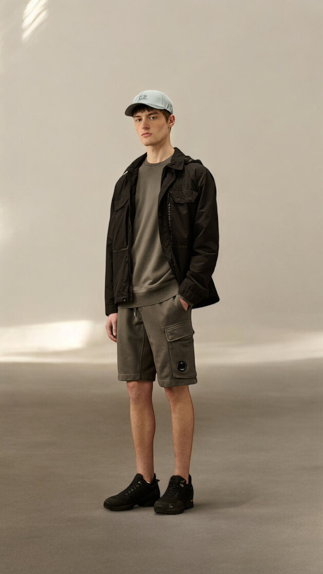 Cotton Diagonal Fleece Cargo Shorts