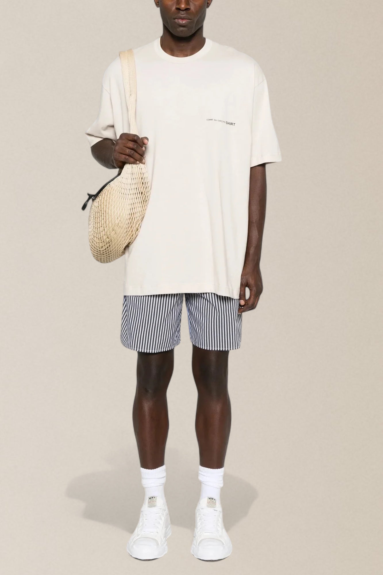 Logo Mens Shirt Knit Beige