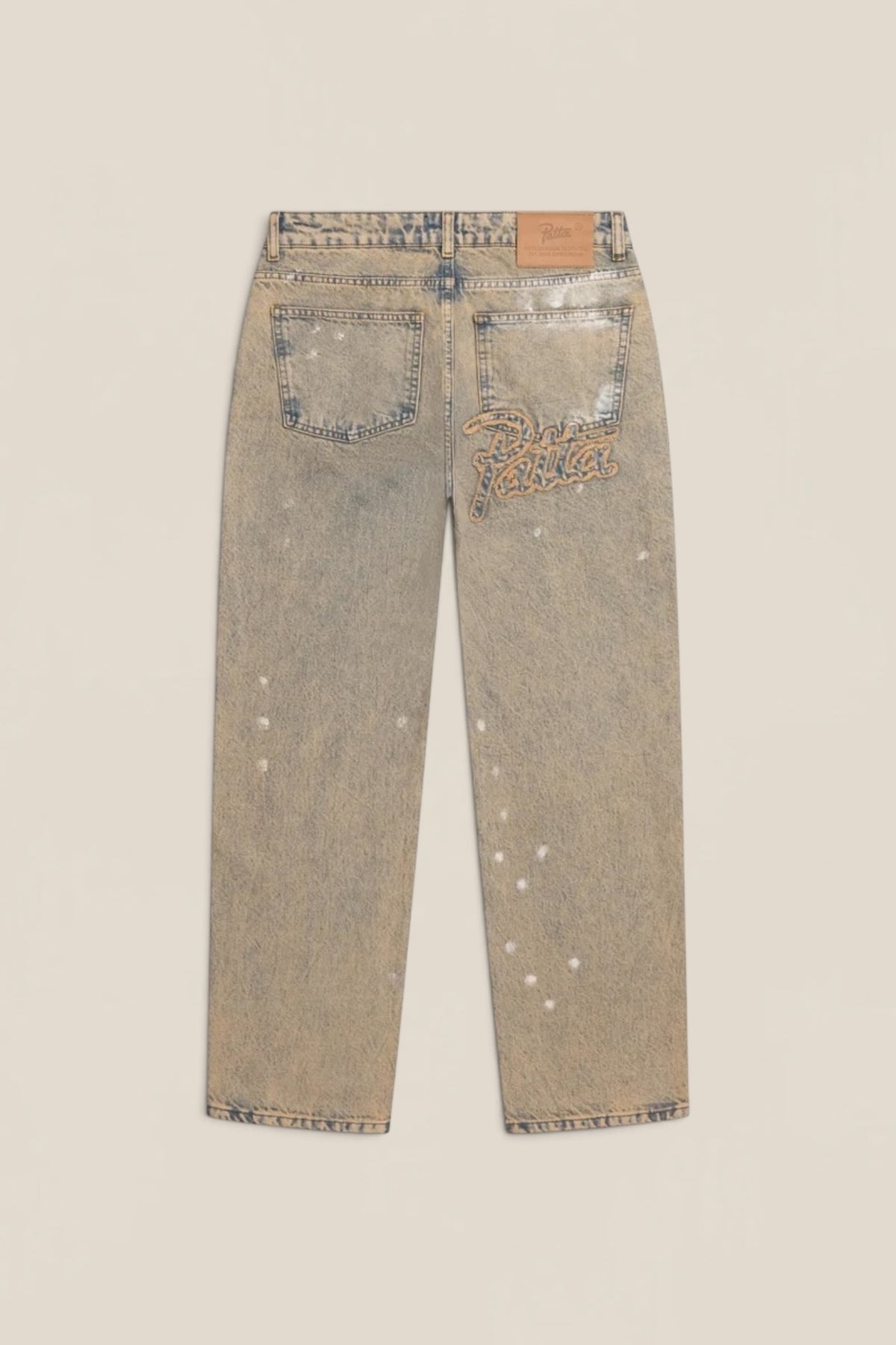 Patta Dirty Splatter Straight Leg Denim Pants Sandwashed Light Blue Denim