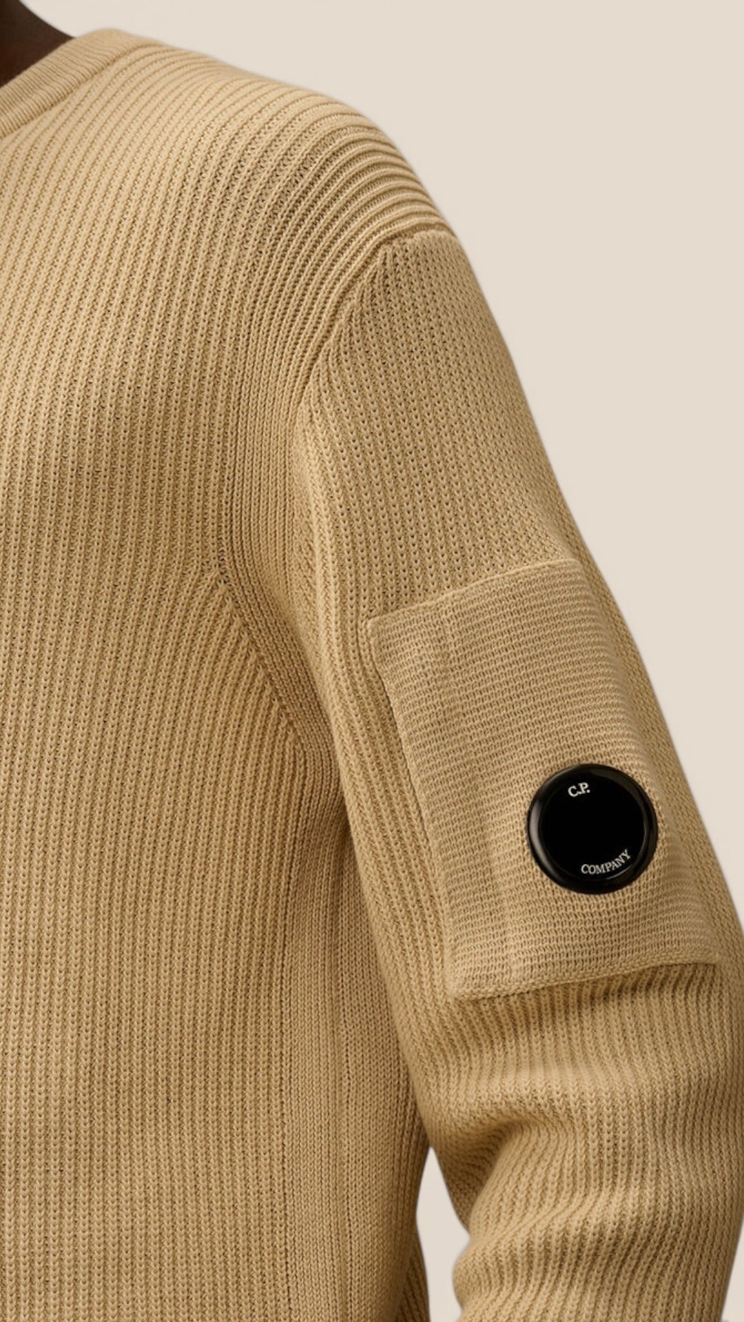 Cotton Sea Island Ribs Crewneck Lens Sweater