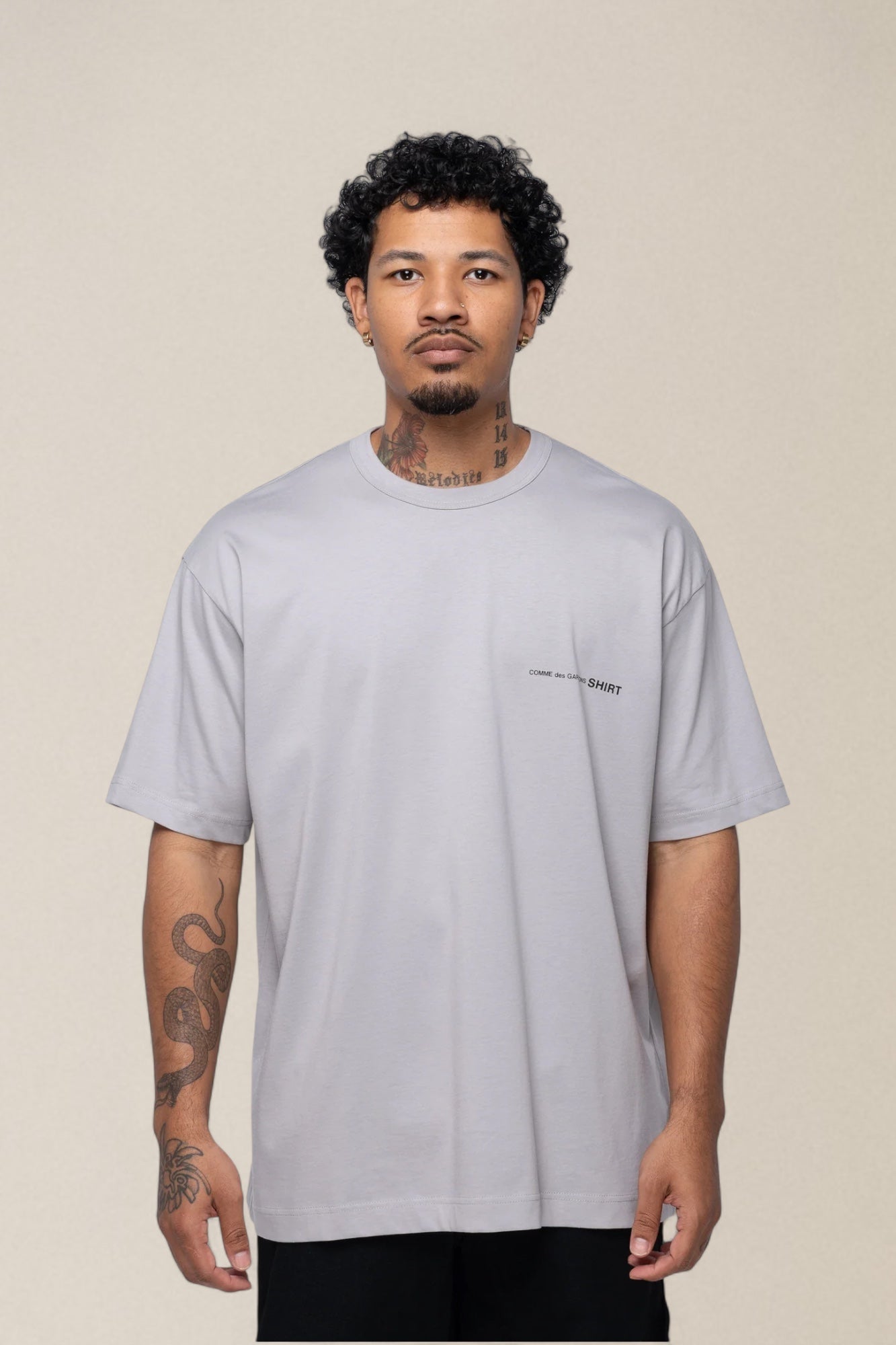 Logo Mens Shirt Knit Grey