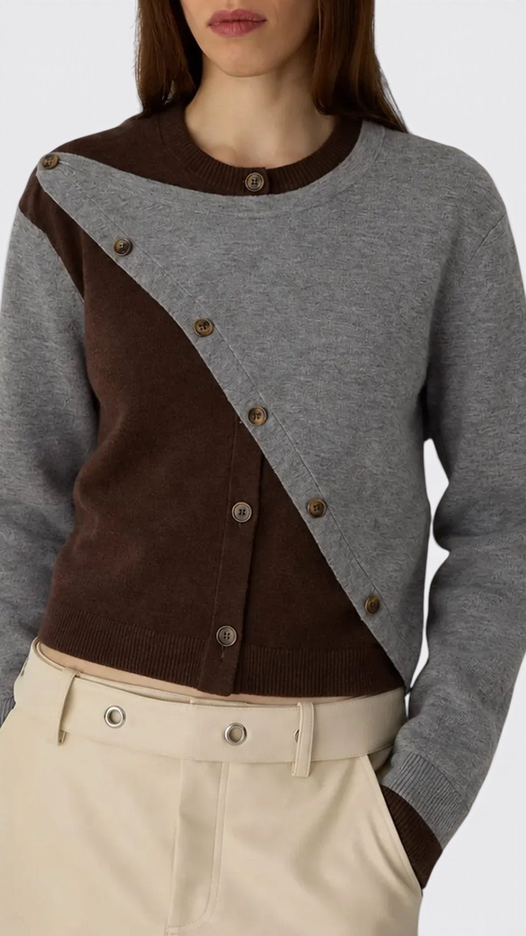 Egla Grey Asymmetric Cardigan