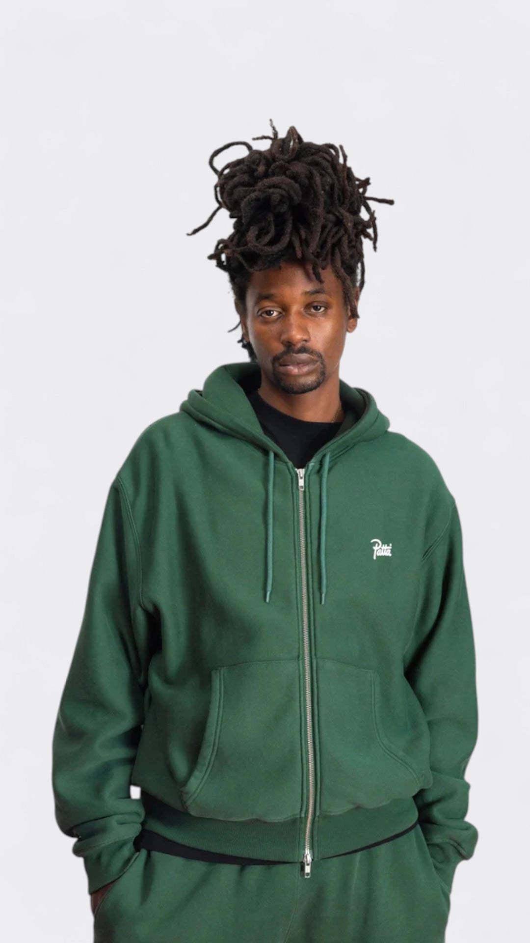 Patta Classic Zip-Up Hooded Sweater Green