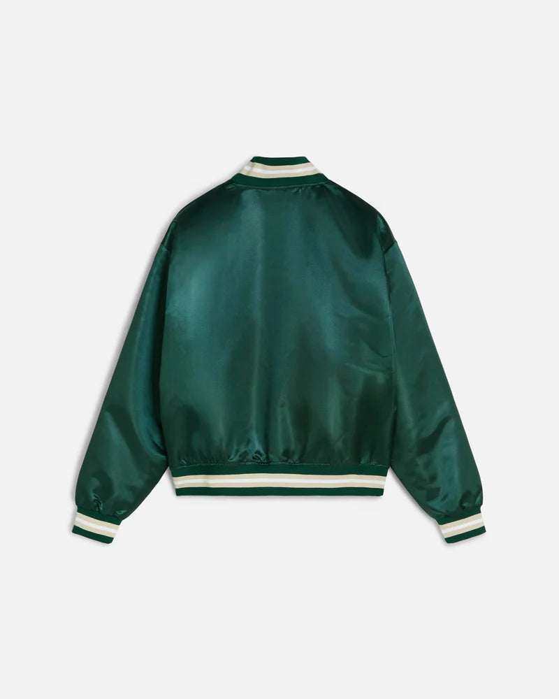 Patta Script Logo Satin Varsity Jacket Green