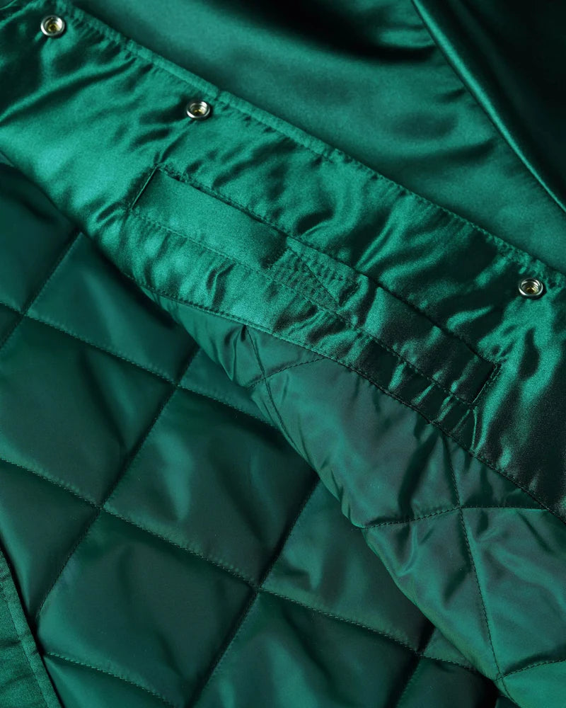 Patta Script Logo Satin Varsity Jacket Green