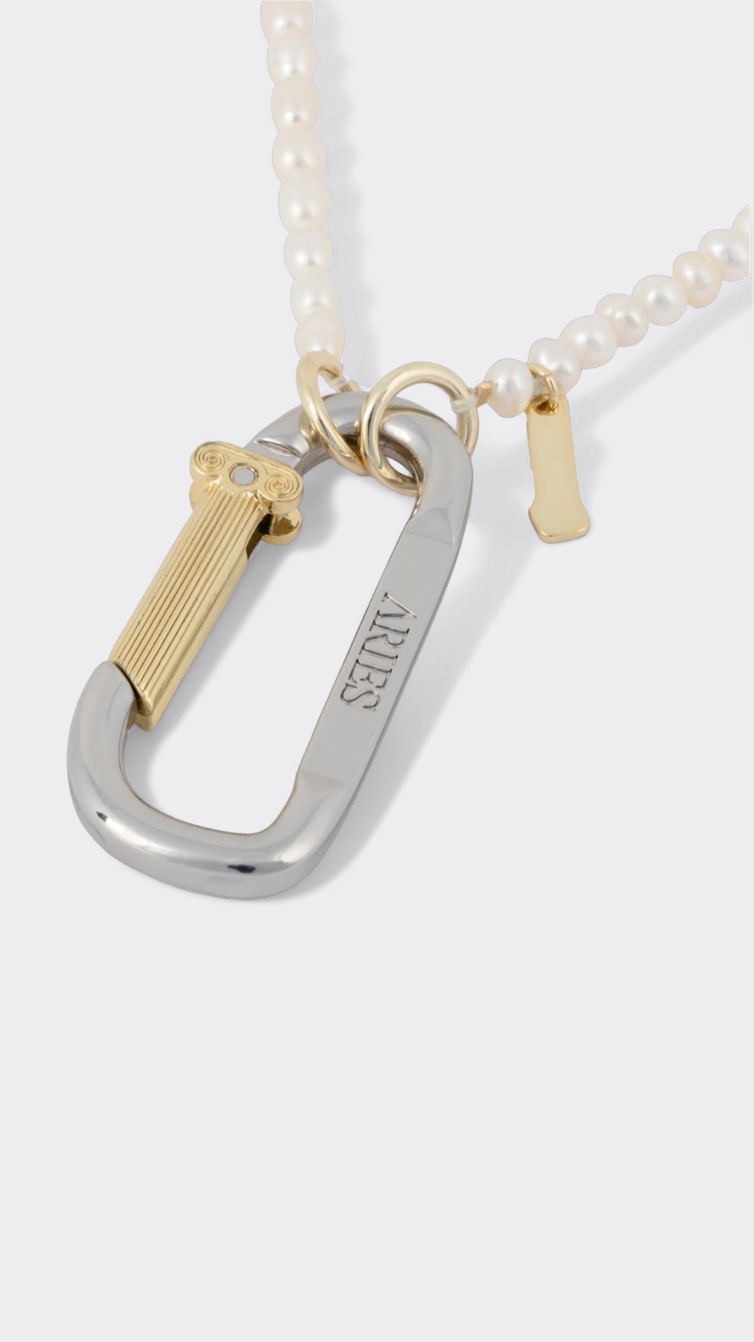 Mini Carabiner Pearl Necklace