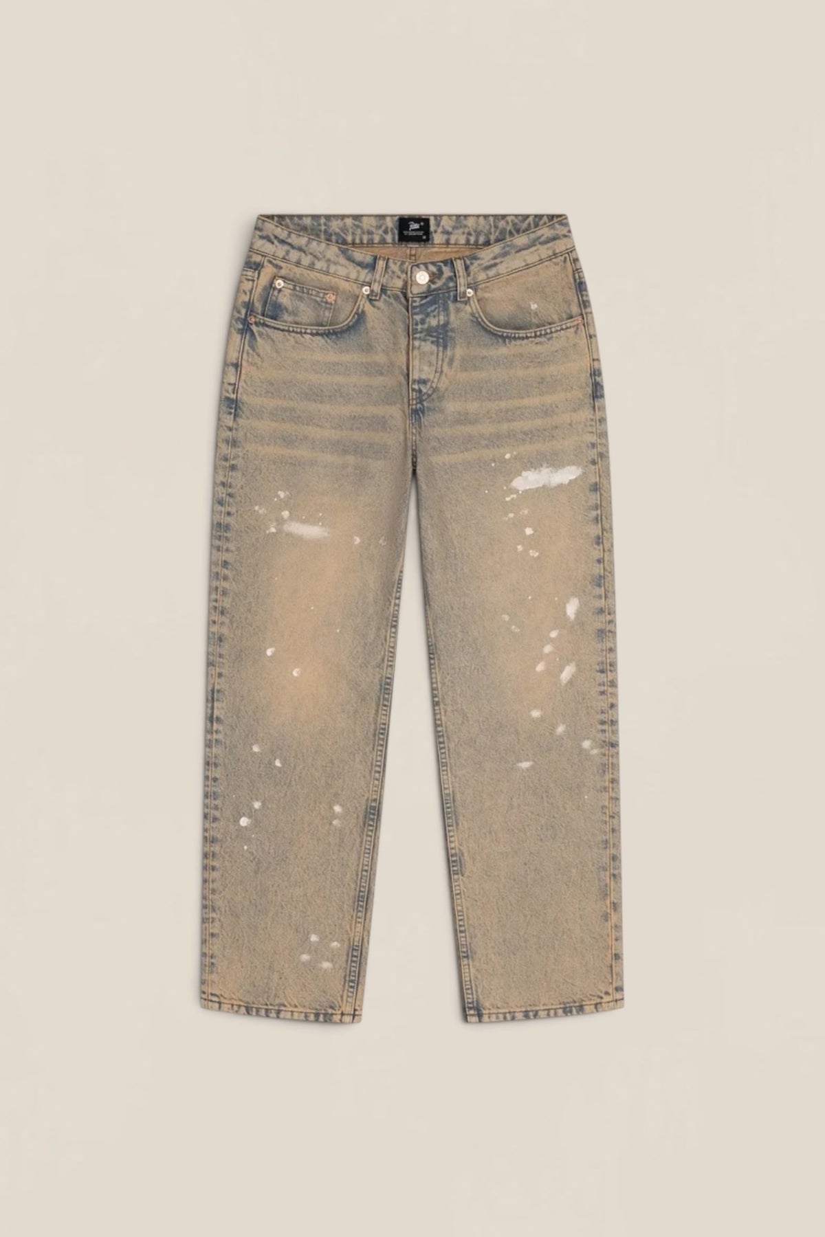 Patta Dirty Splatter Straight Leg Denim Pants Sandwashed Light Blue Denim