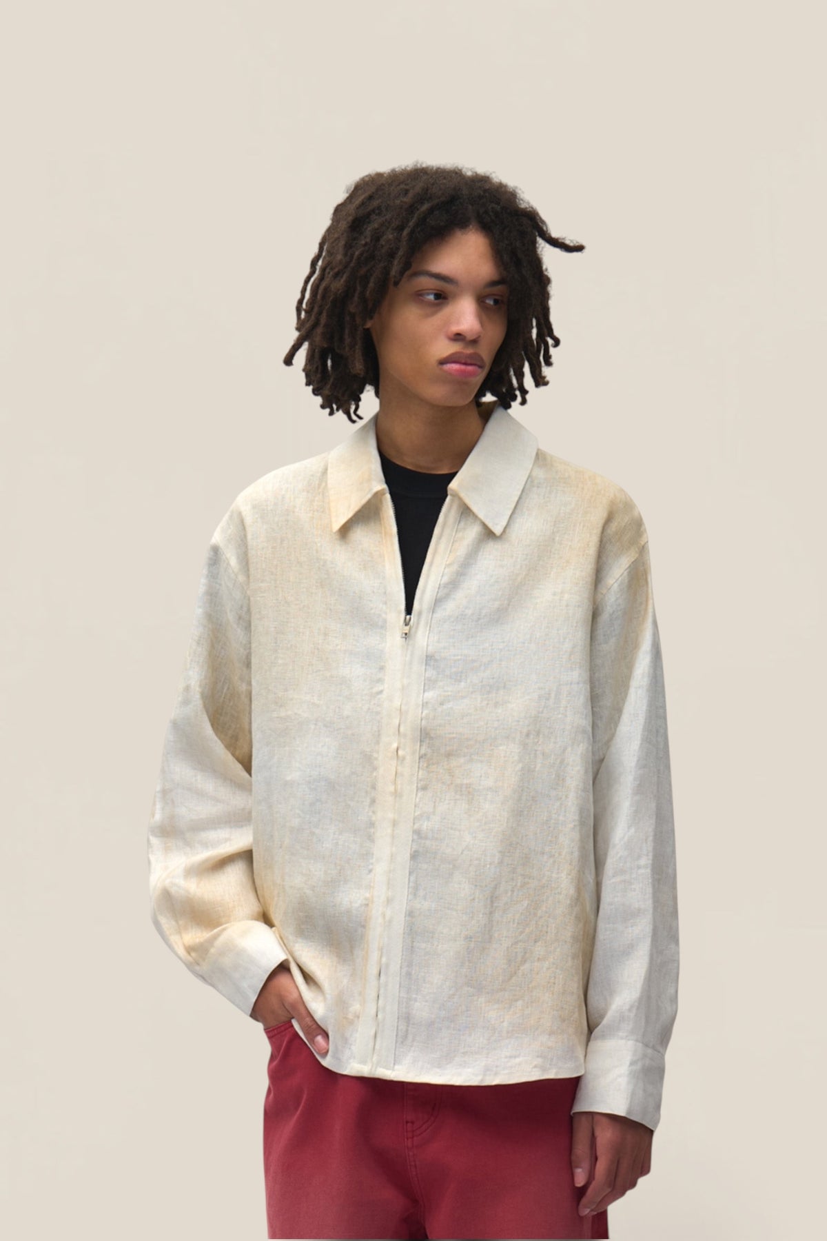 Dusty Linen Zip Shirt