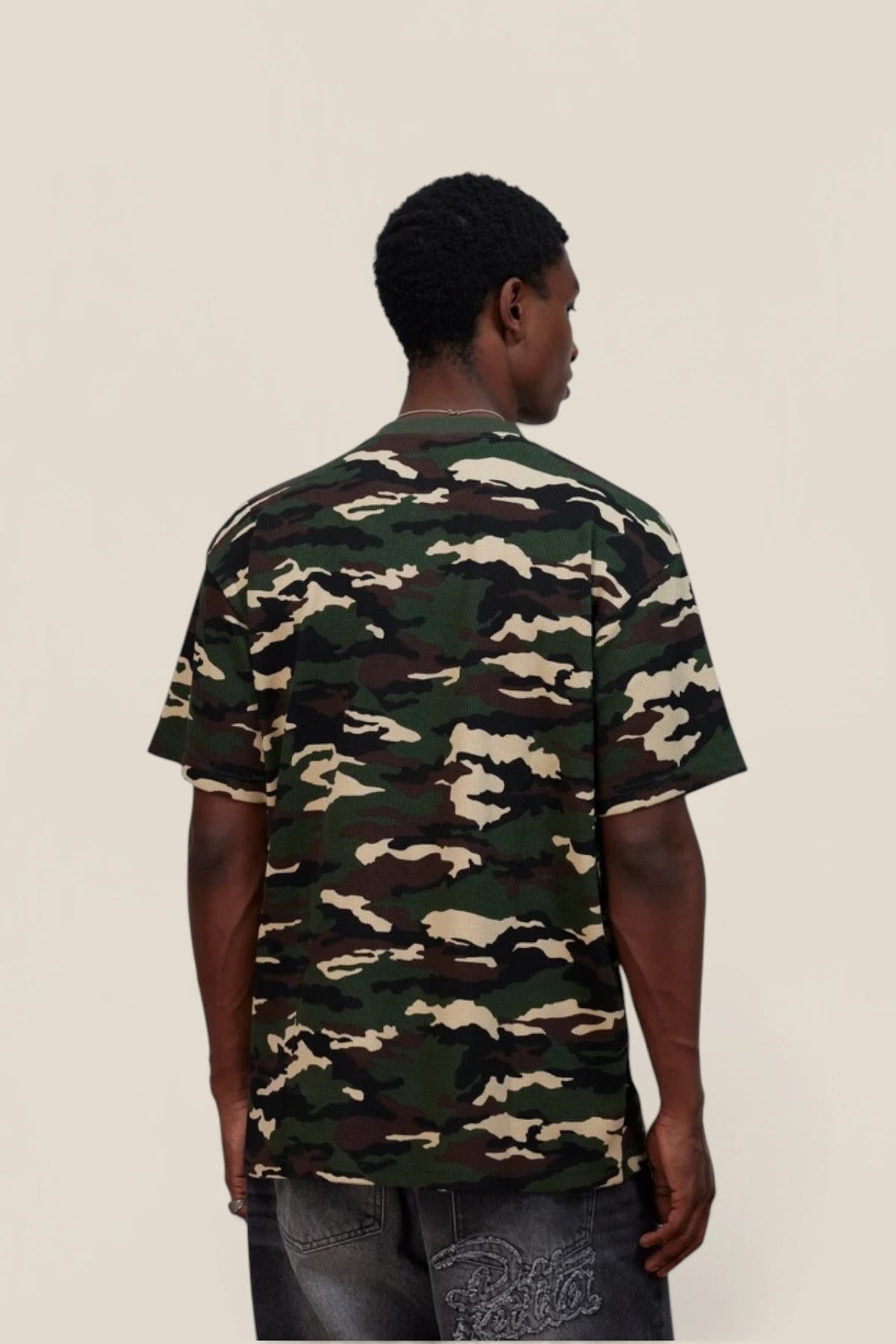 Patta Waffle Script Logo T-Shirt Woodland Camo