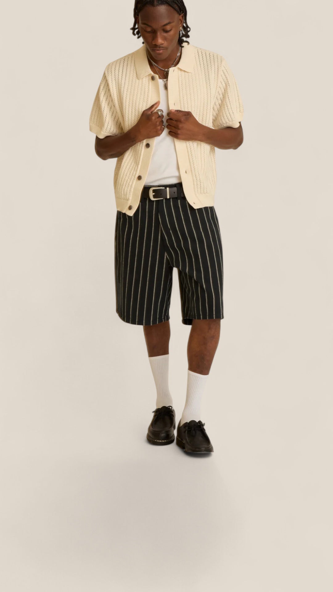 Stripe Baggy Denim Short