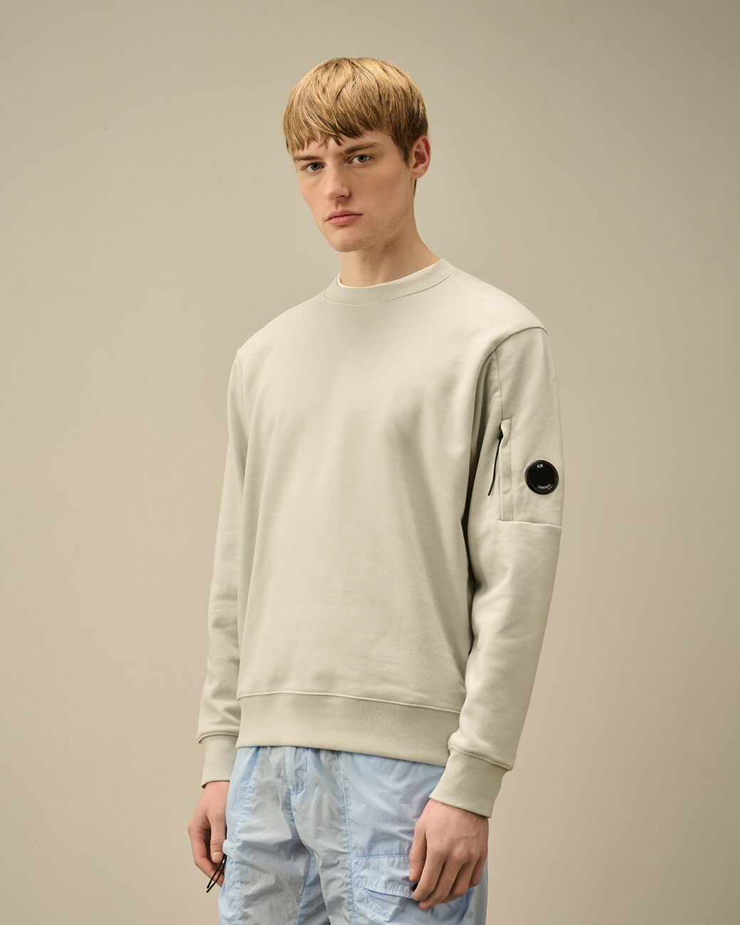 Cotton Diagonal Fleece Crew Neck Sweatshirt