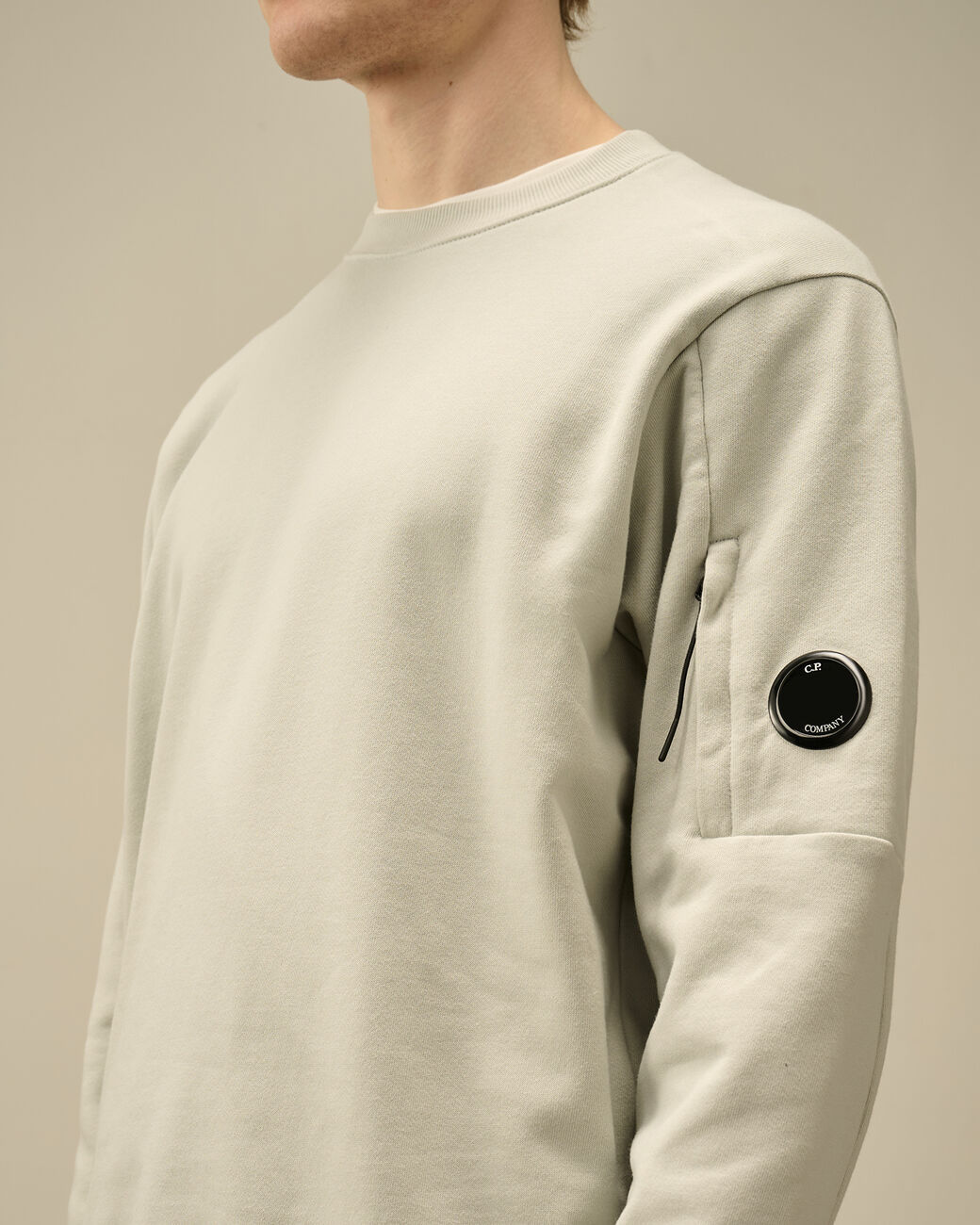 Cotton Diagonal Fleece Crew Neck Sweatshirt