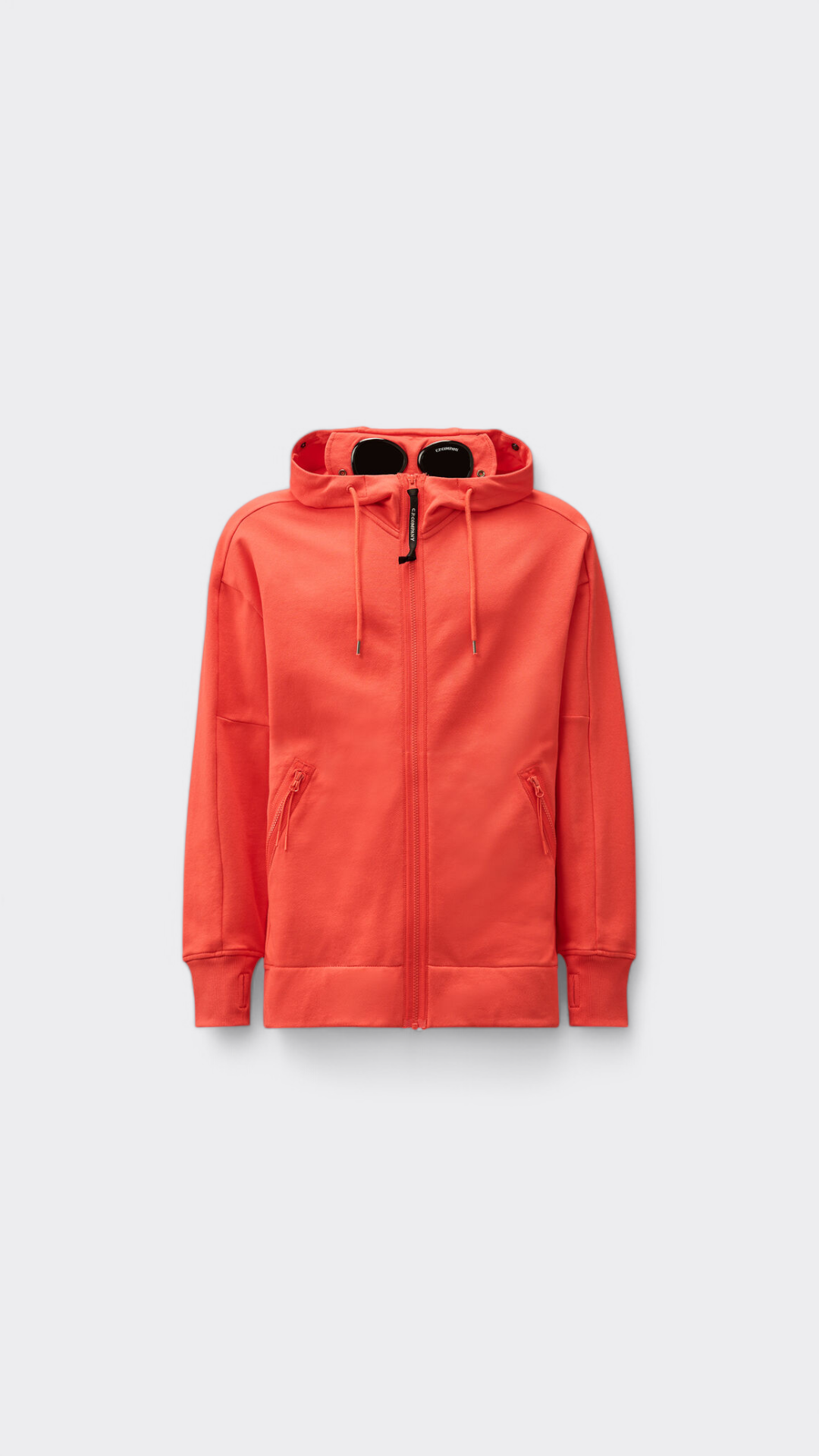 Diagonal Raised Fleece Goggle Zipped Hooded Sweatshirt
