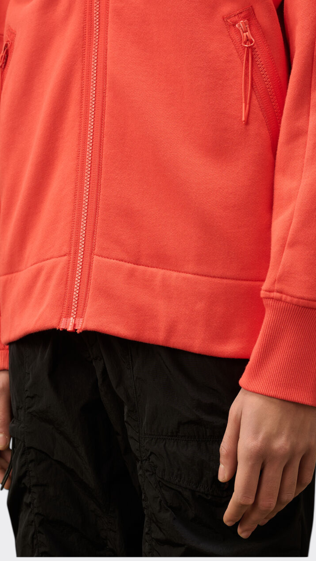 Diagonal Raised Fleece Goggle Zipped Hooded Sweatshirt