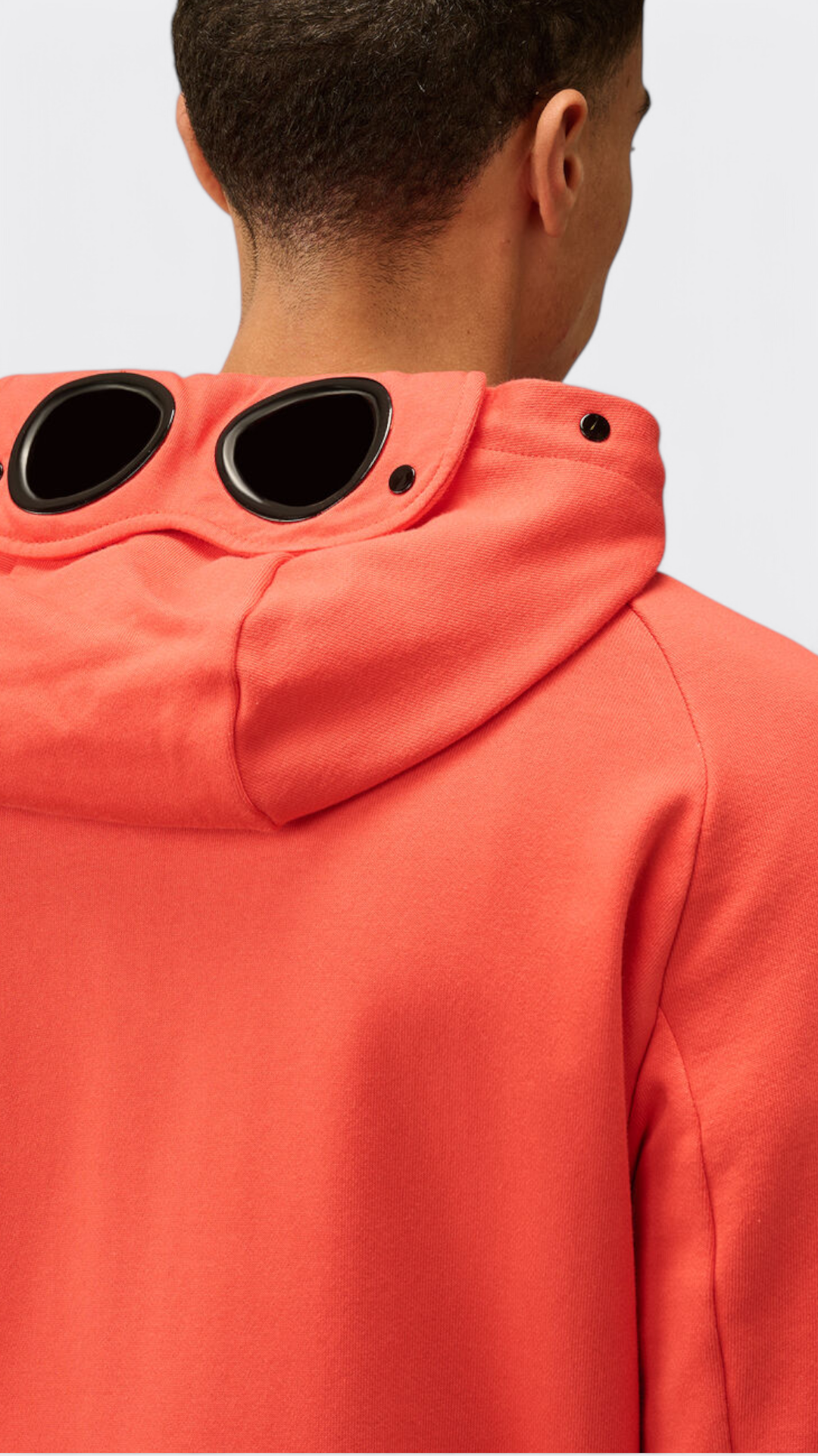 Diagonal Raised Fleece Goggle Zipped Hooded Sweatshirt