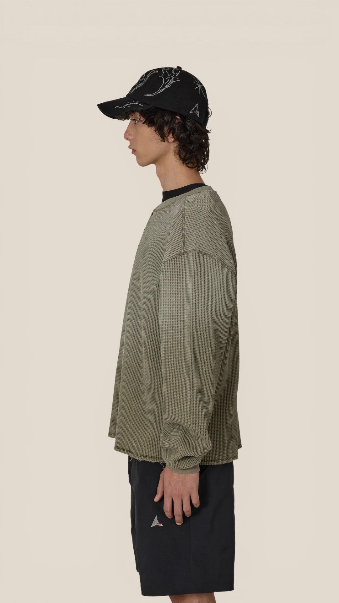Bee Sun Faded organic Waffle Serafino Long Sleeve