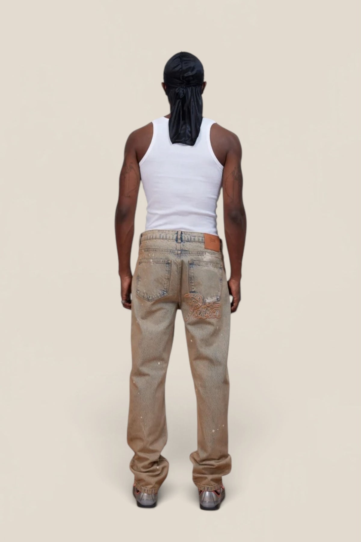 Patta Dirty Splatter Straight Leg Denim Pants Sandwashed Light Blue Denim