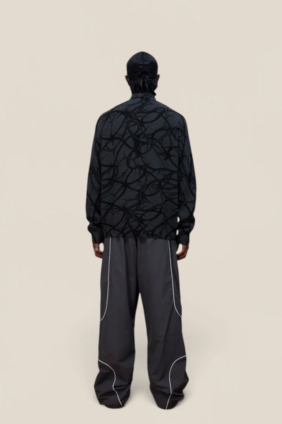 Patta Ribbed Knitted Cardigan Grey Pinstripe