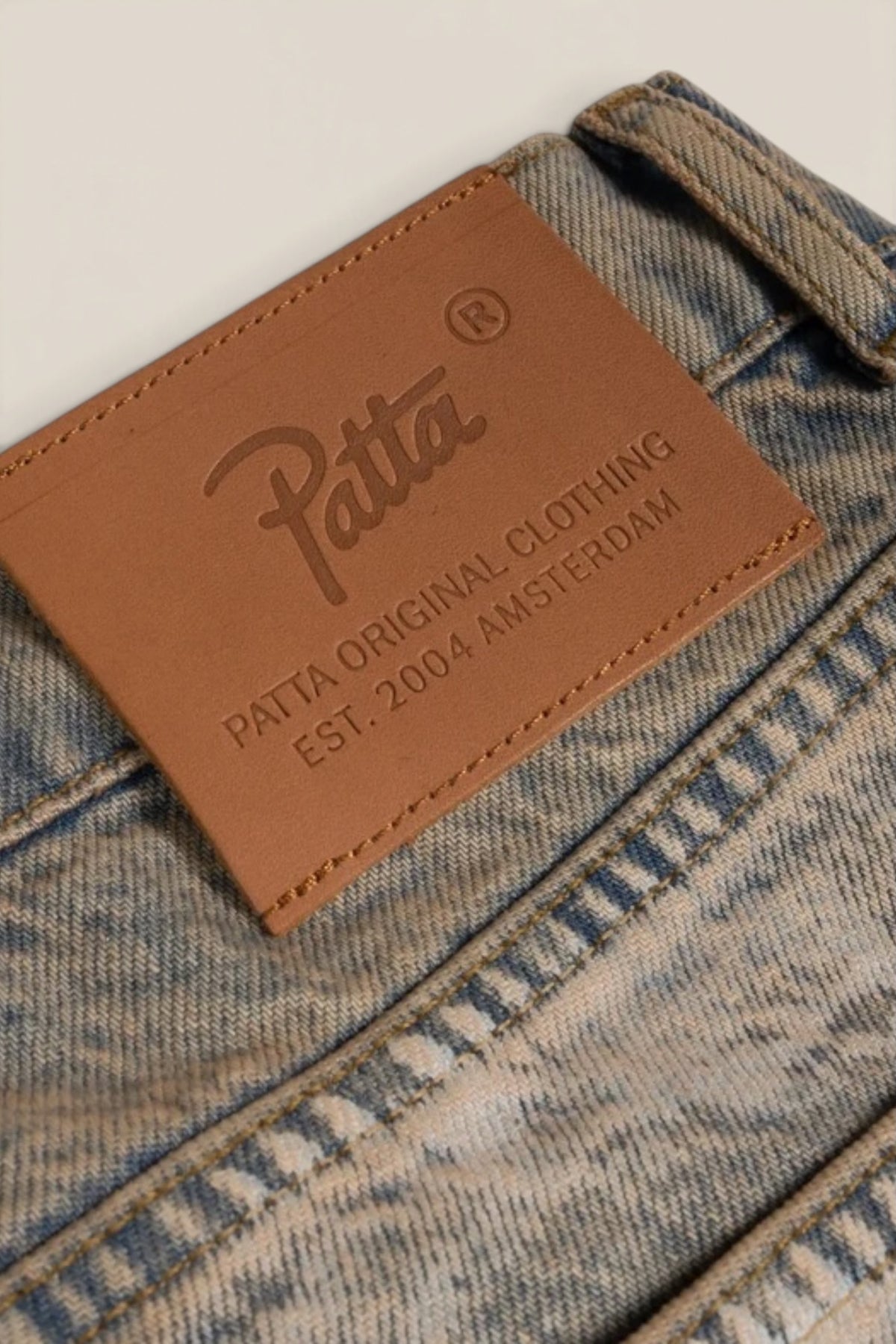 Patta Dirty Splatter Straight Leg Denim Pants Sandwashed Light Blue Denim