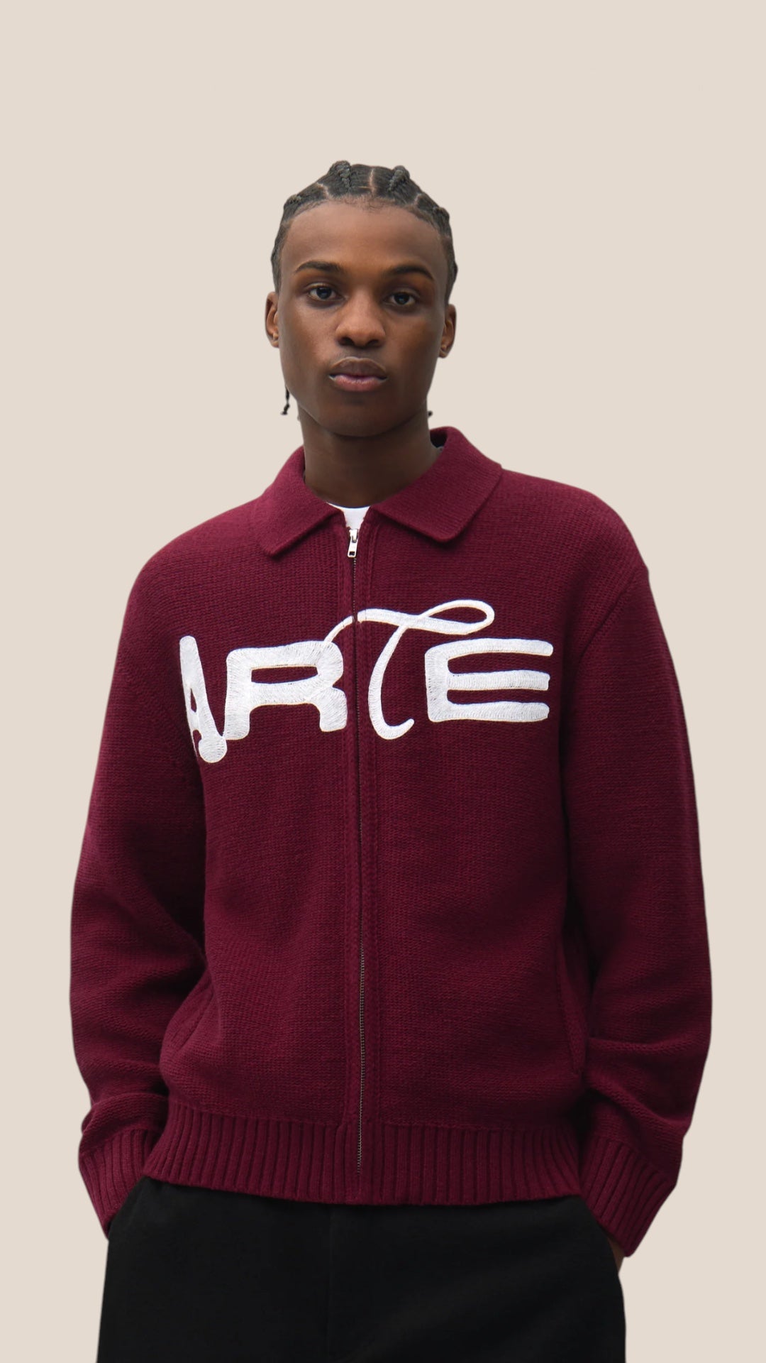 Stencil Zip Cardigan