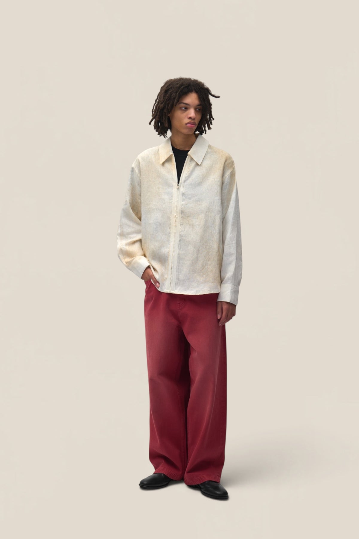 Dusty Linen Zip Shirt
