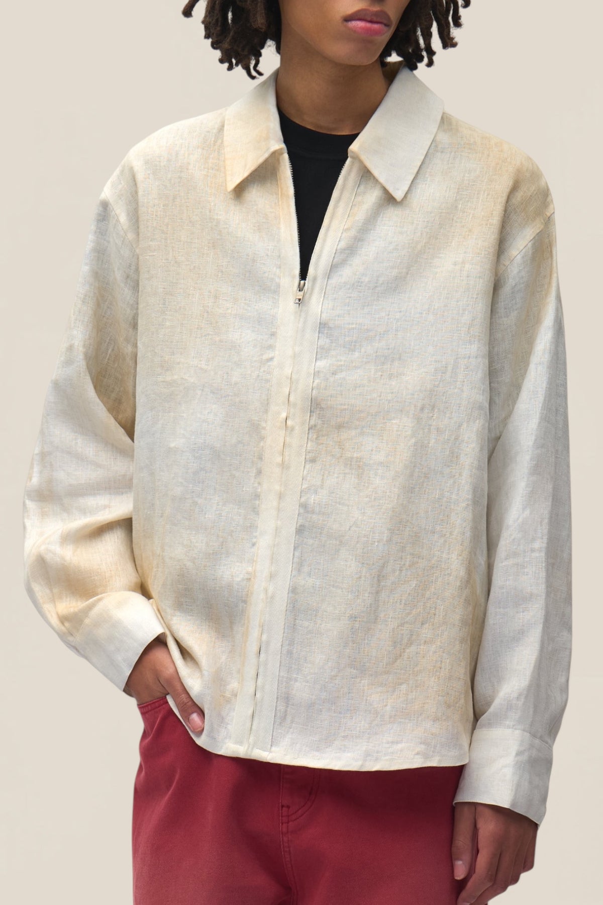 Dusty Linen Zip Shirt