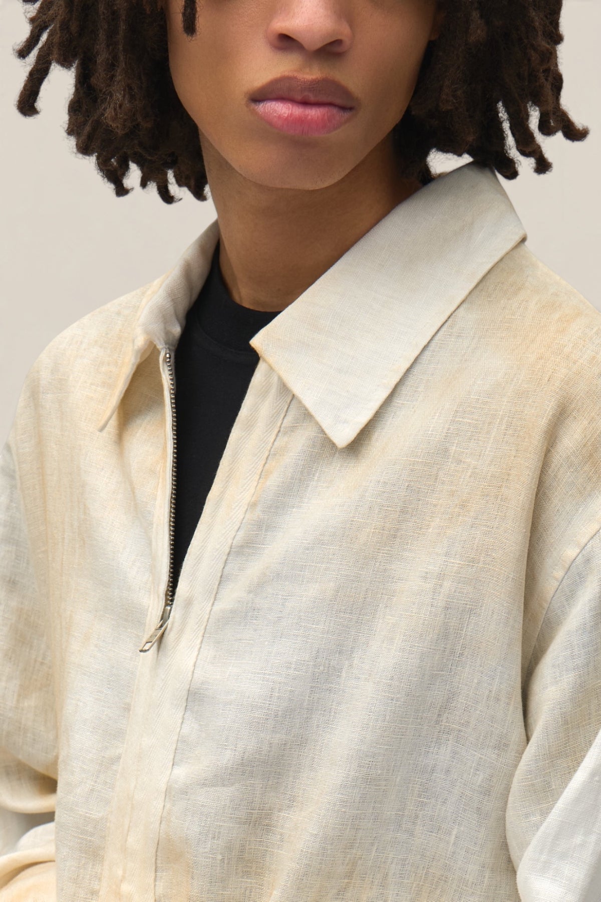 Dusty Linen Zip Shirt