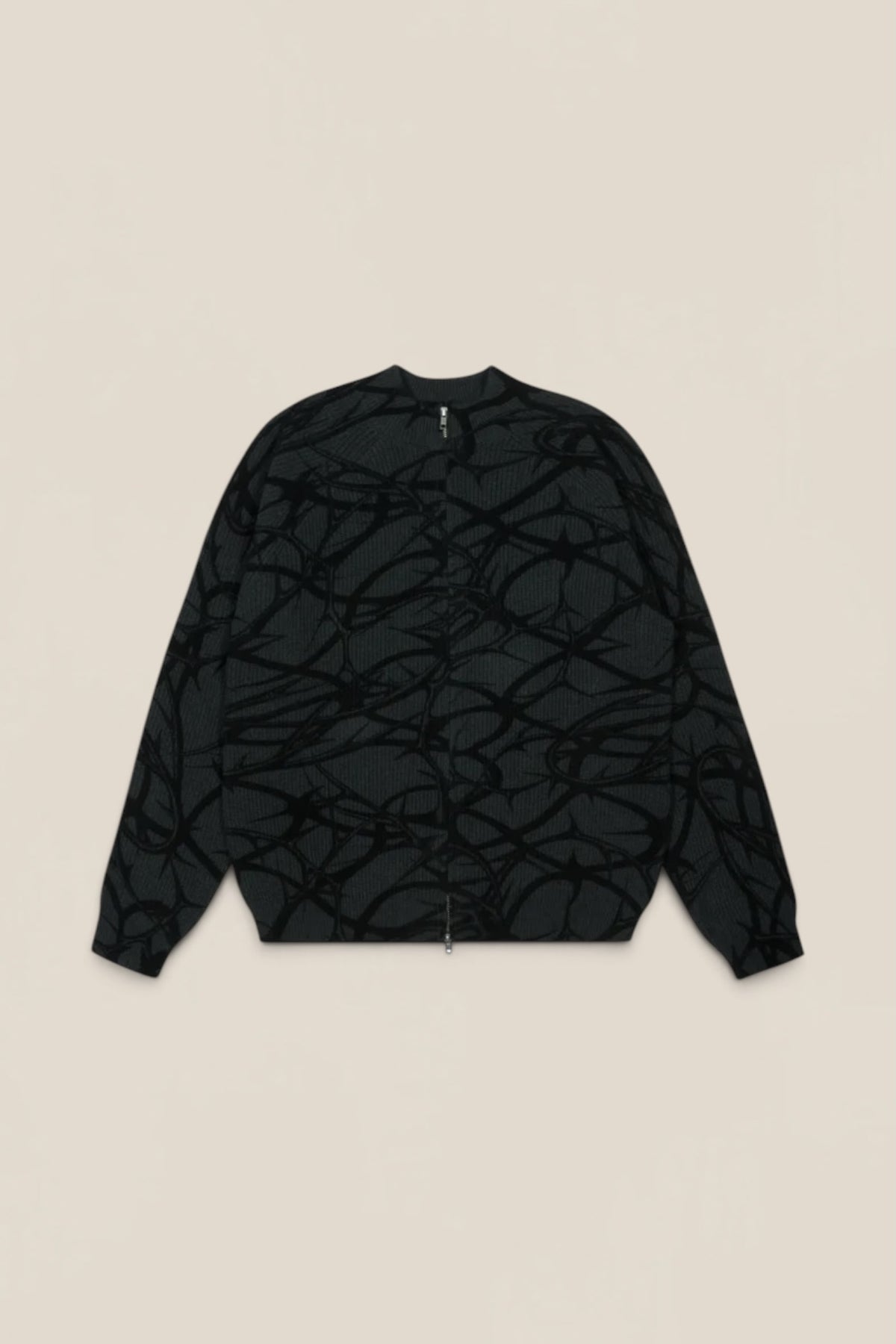 Patta Ribbed Knitted Cardigan Grey Pinstripe