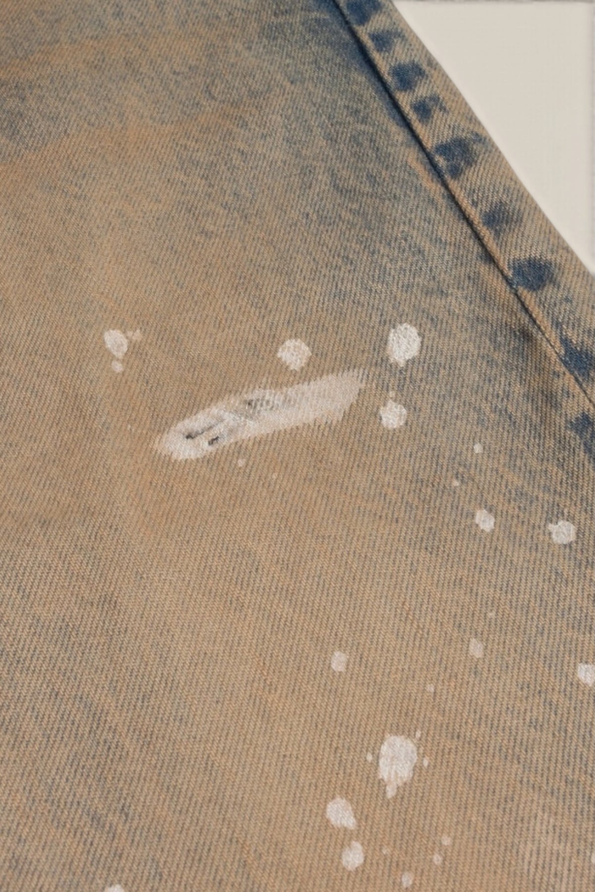 Patta Dirty Splatter Straight Leg Denim Pants Sandwashed Light Blue Denim