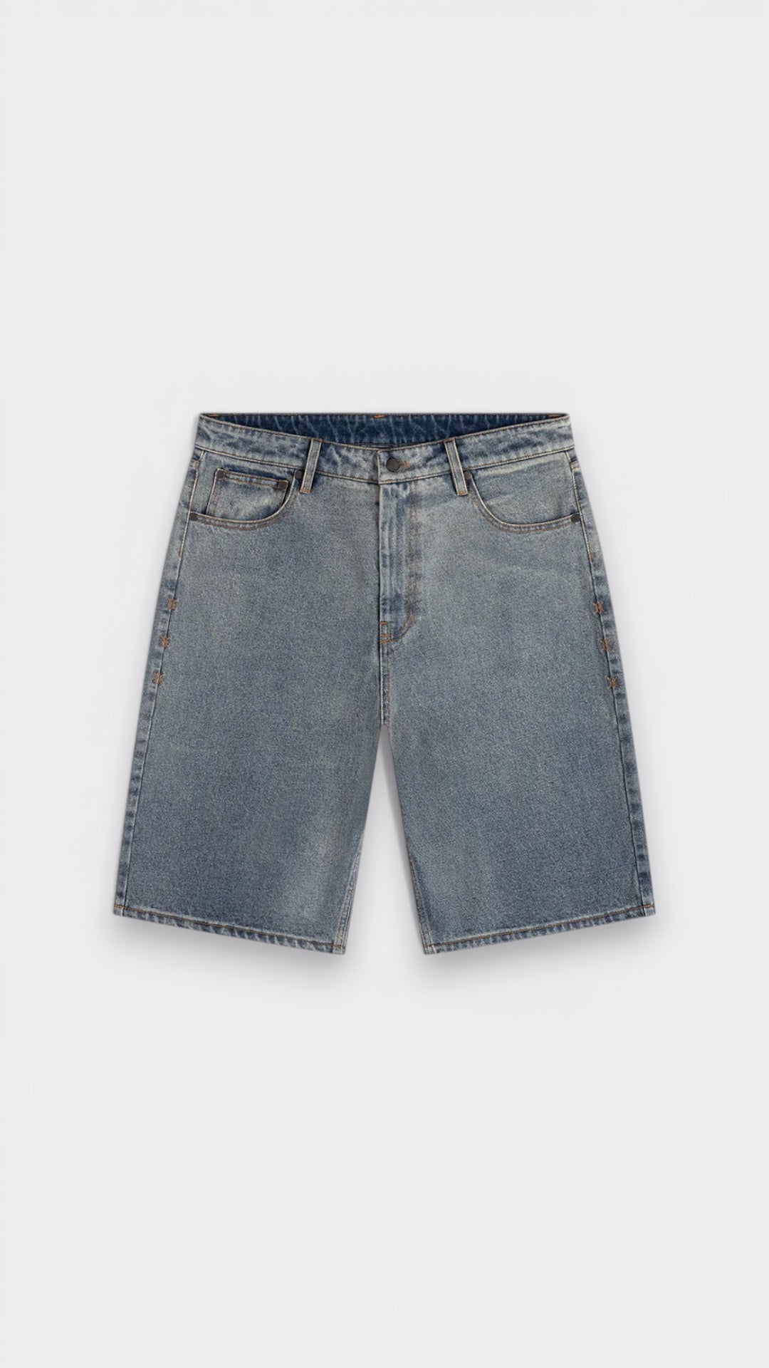 Denim Compact Shield Embroidery Denim Shorts