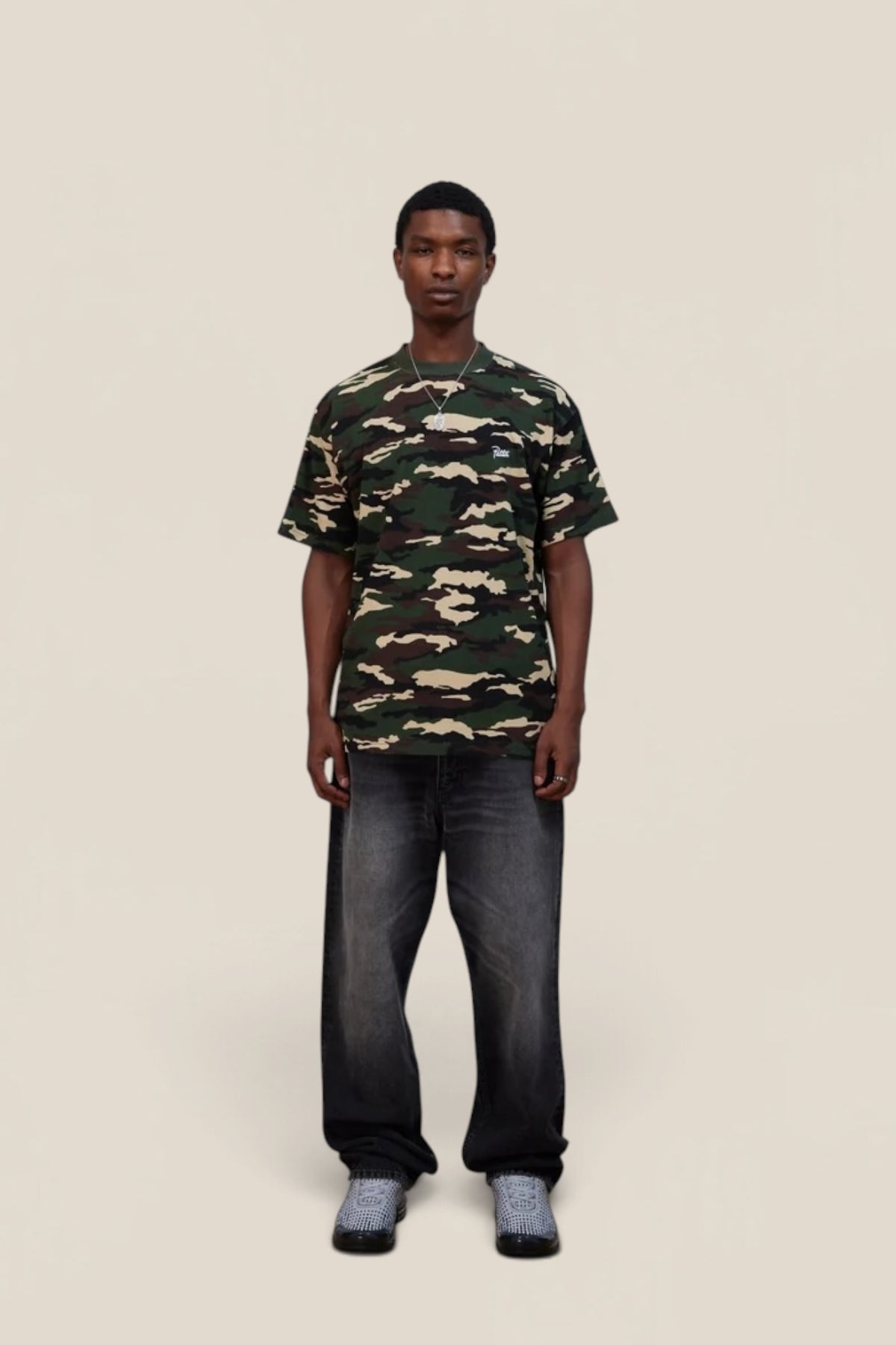 Patta Waffle Script Logo T-Shirt Woodland Camo