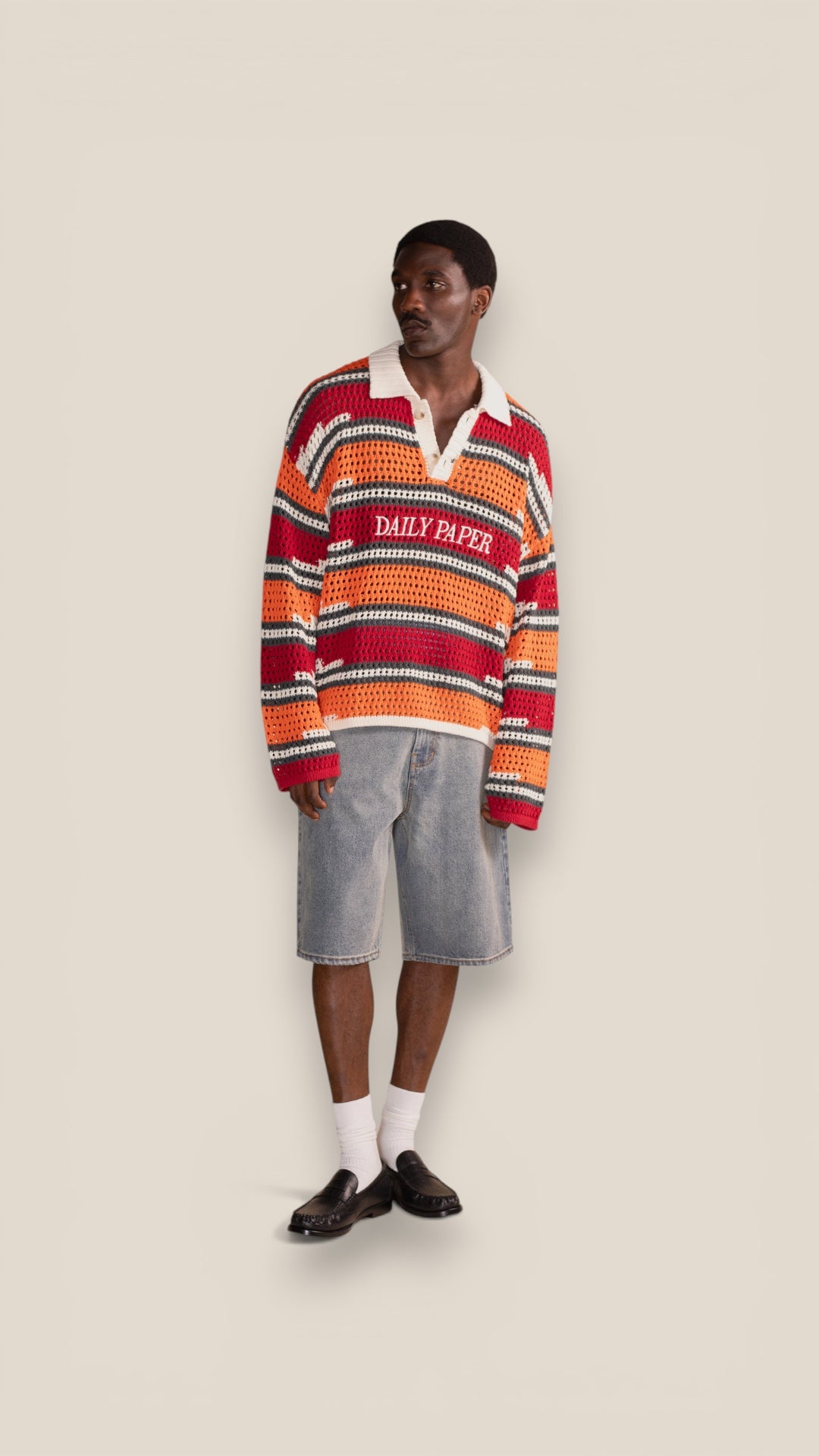 Kente Stripe Knit Polo