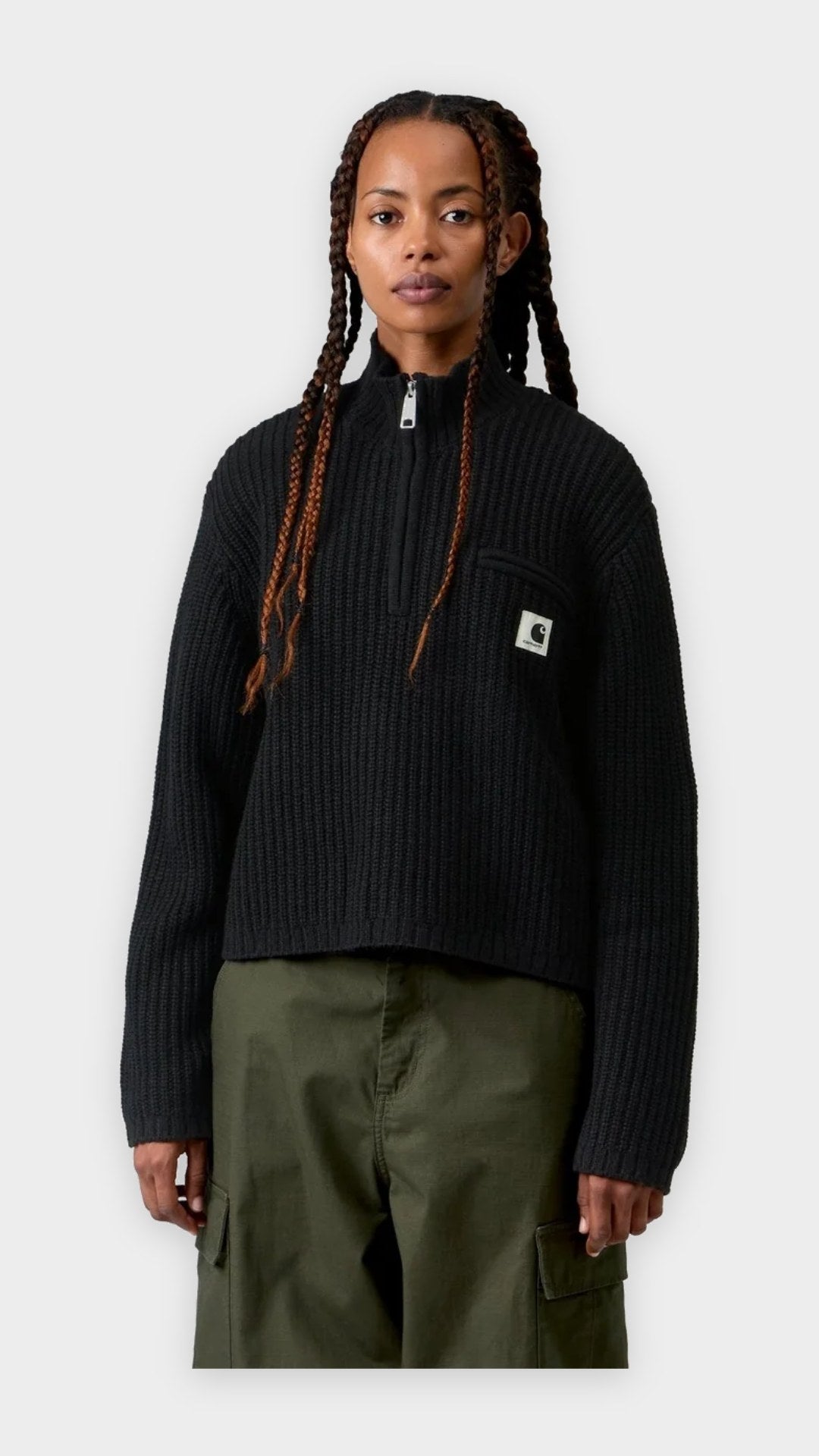 W' Detroit Half Zip Sweater Black - frontal