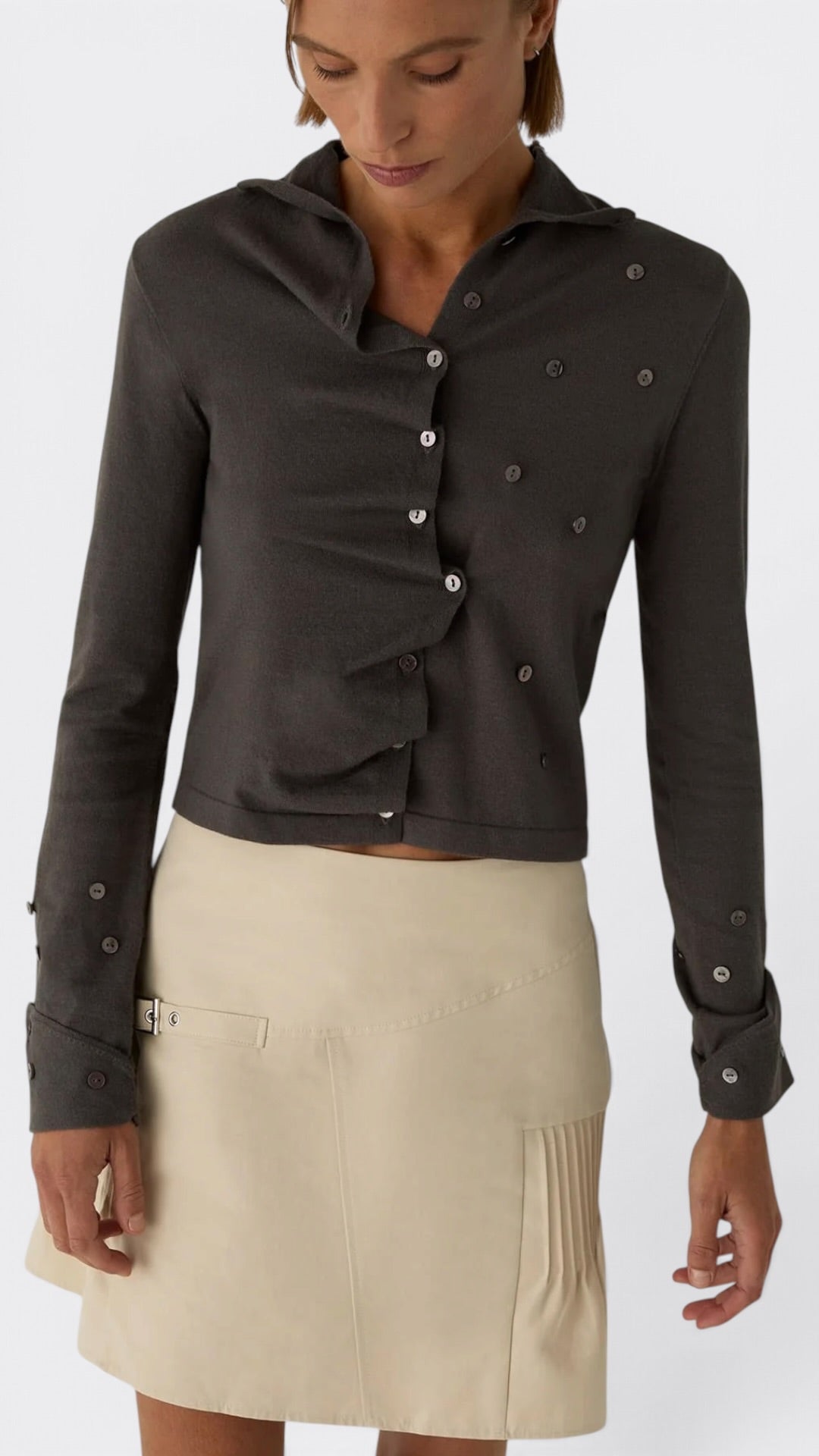 Fia Grey Buttoned Cardigan