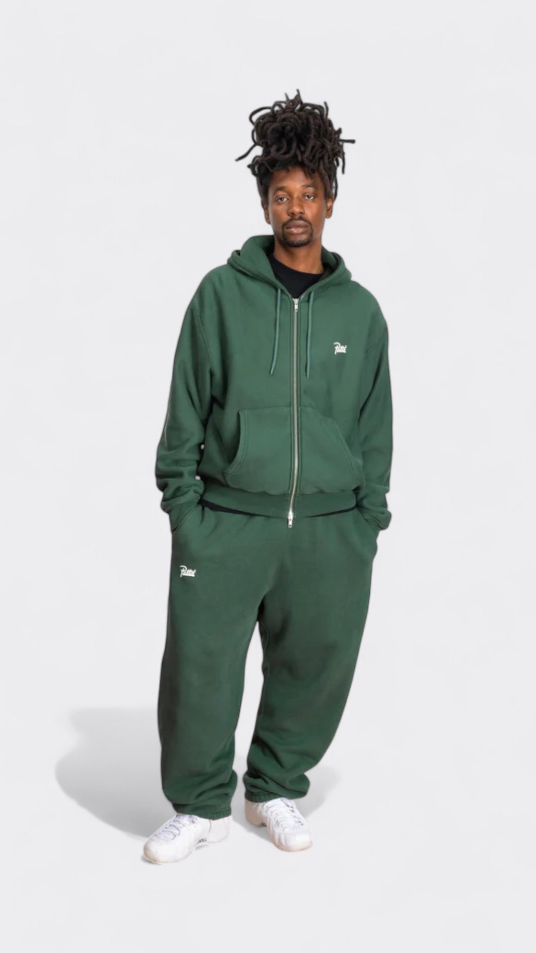 Patta Classic Zip-Up Hooded Sweater Green