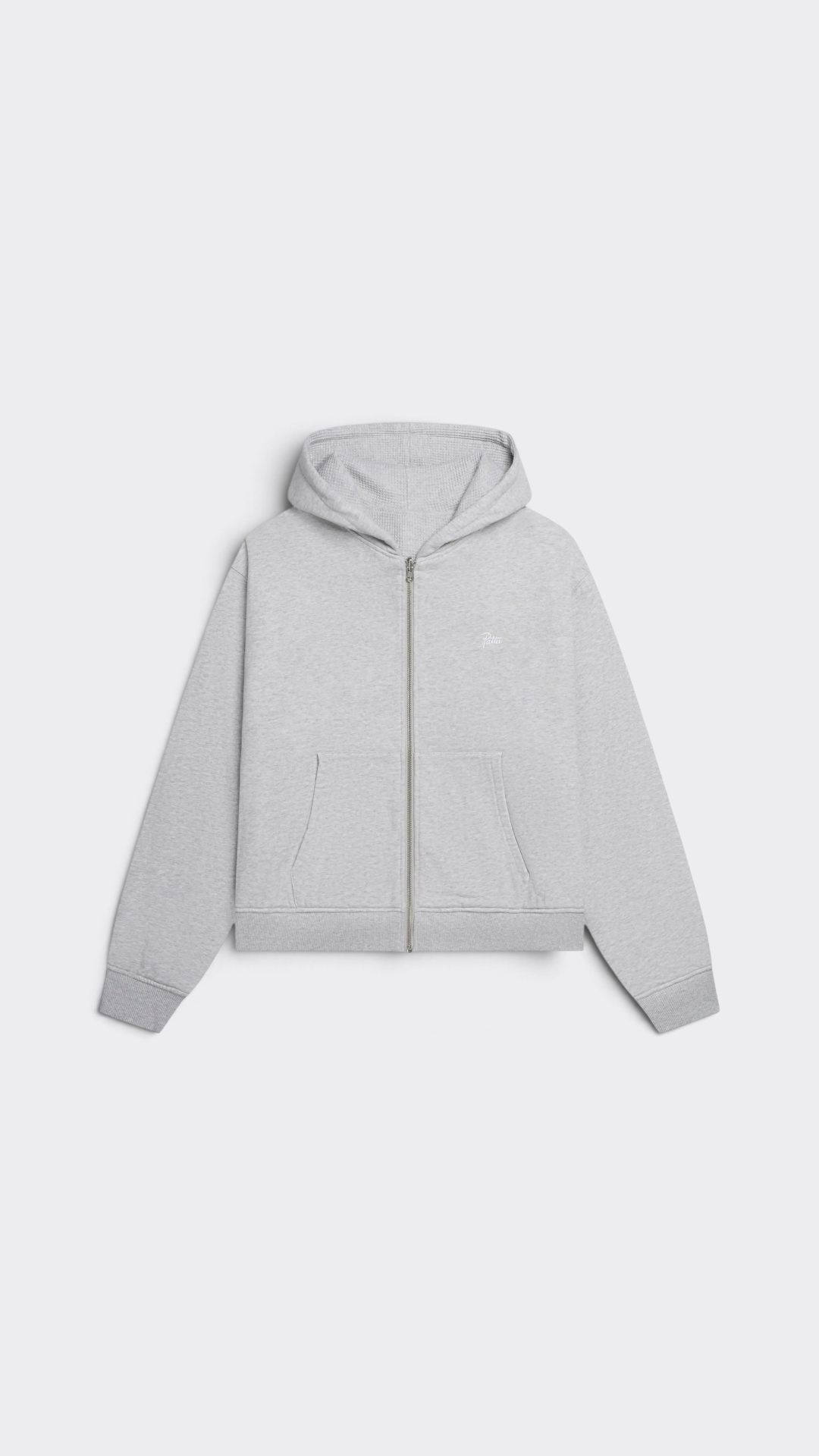 Patta Waffle Reversible Zip Up Hooded Sweater Grey Heather - foto producto