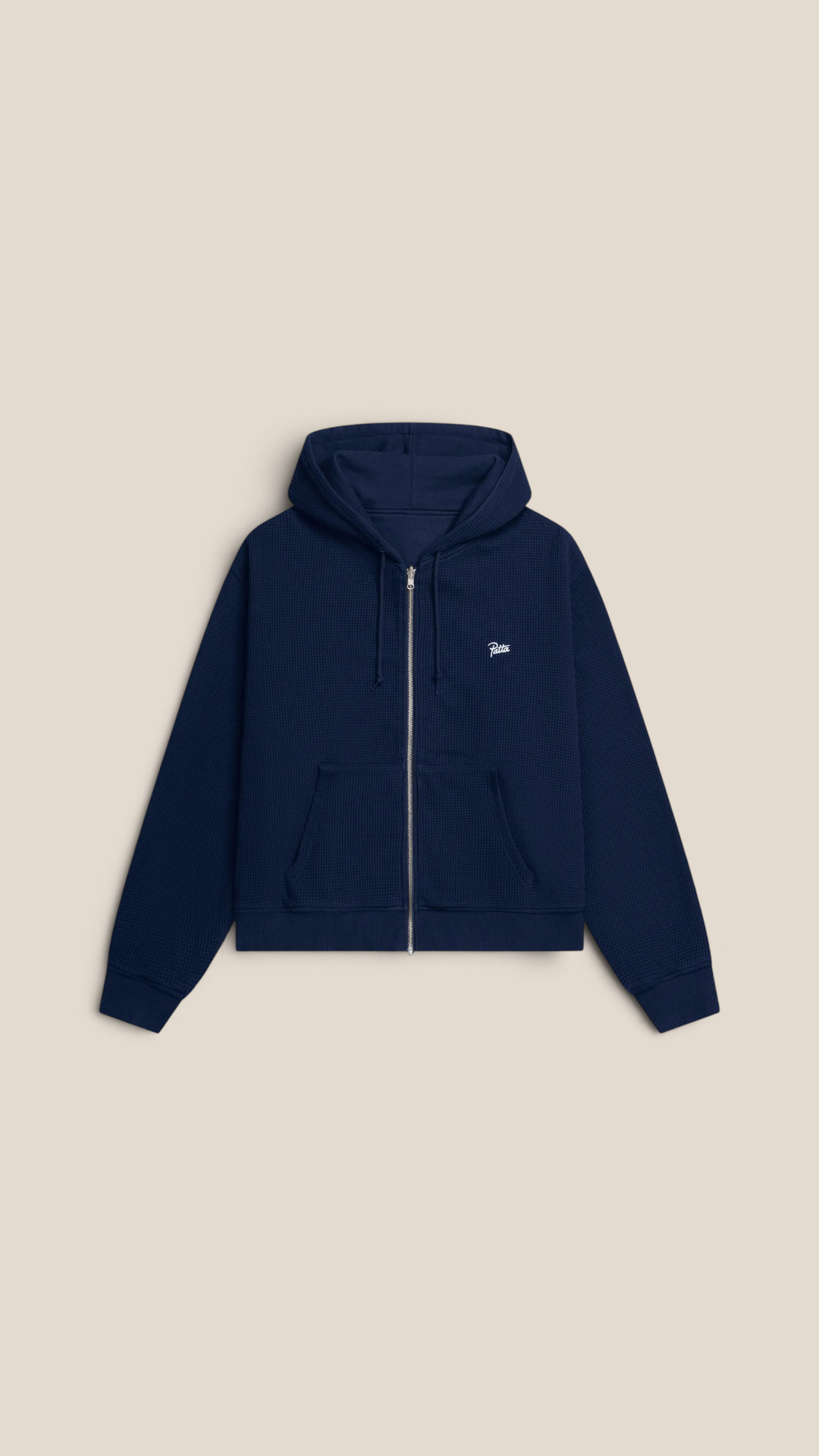 Patta Waffle Reversible Zip Up Hooded Sweater Black Iris - foto producto